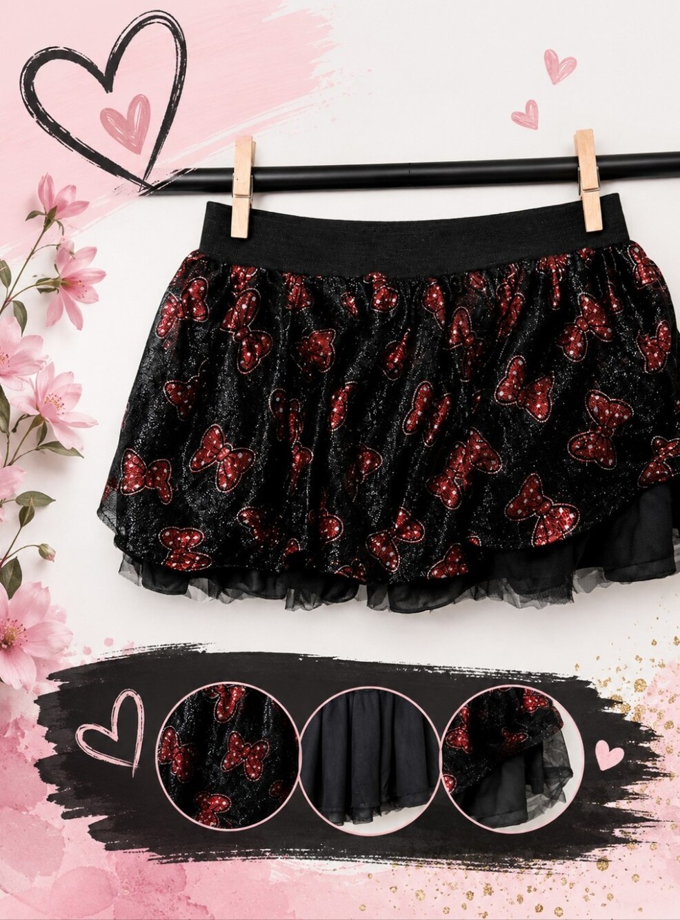 Disney Black and Red SIZE 2T Poofy Skirt for Kids